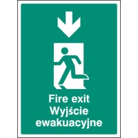 Fire Exit Arrow - Down (English / Polish)