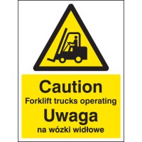 Caution - Forklift Trucks Operating (English / Polish)