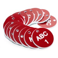 Engraved Valve Tags - Red with White Text