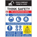 Site Safety - Think Safety - No Unauthorised Entry - Report to Office - PPE - Induction - Underground Services