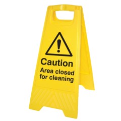 Caution - Area Closed for Cleaning - Self Standing Folding Sign