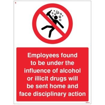 Employees Found to be Under the Influence of Alcohol or Drugs will be Sent Home